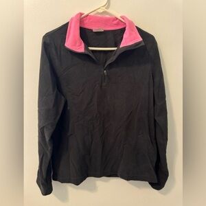 Danskin Black Fleece Pullover with Pink Collar, Size Large